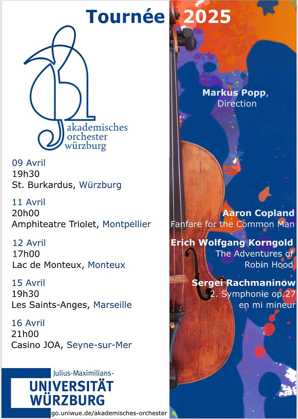 Flyer für alle Tournee-Konzerte